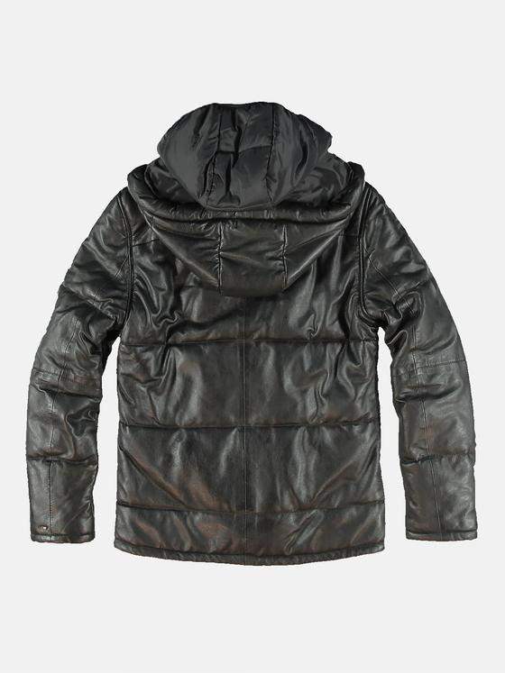 emilio adani Herren Lederjacke in Steppoptik Schwarz 31875