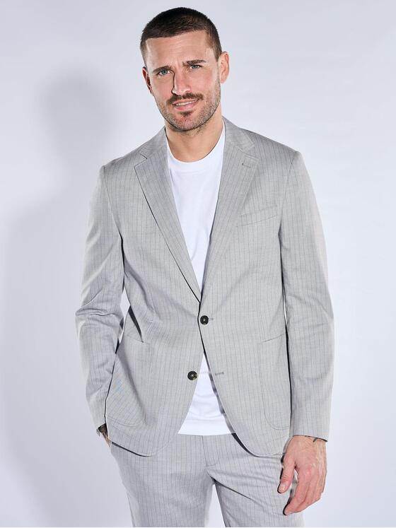 emilio adani Herren Anzug-Sakko aus Leinenmischqualität Silbergrau 40374
