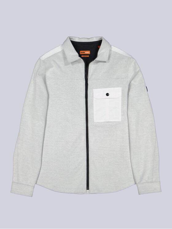 emilio adani Herren Overshirt mit Zipper Grau 38305