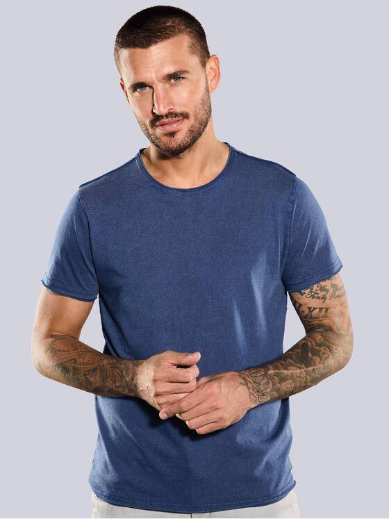 emilio adani Herren T-Shirt uni Blau 35350