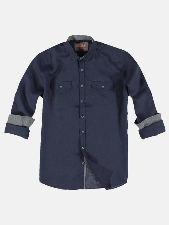 emilio adani Herren Hemd langarm uni Blau 31802
