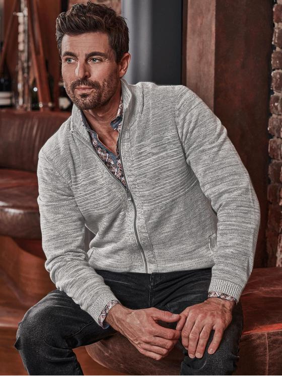 engbers Herren Strickjacke meliert Grau 32418