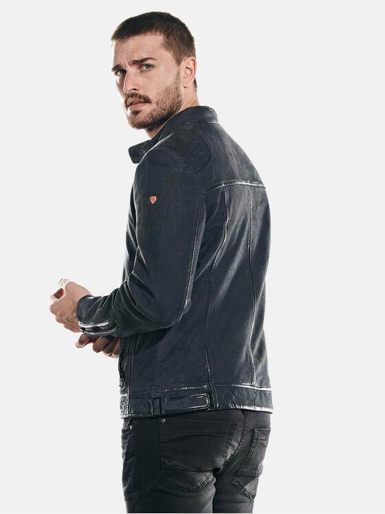 emilio adani Herren Lederjacke Nubuk Blau 31758