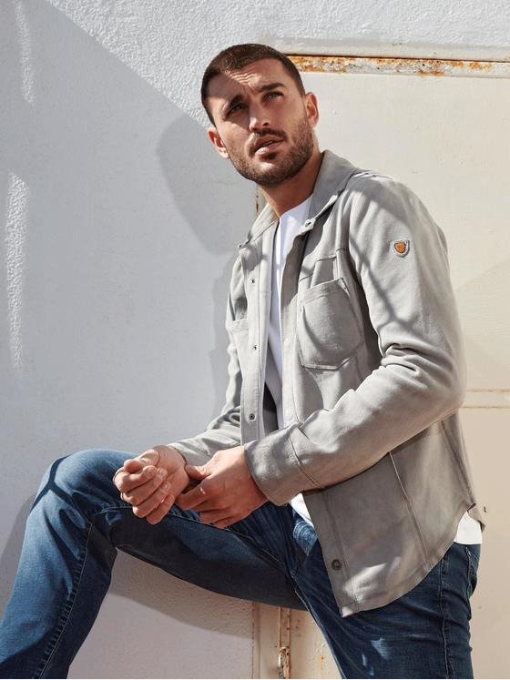 emilio adani Herren Lederhemd Weiß 32572