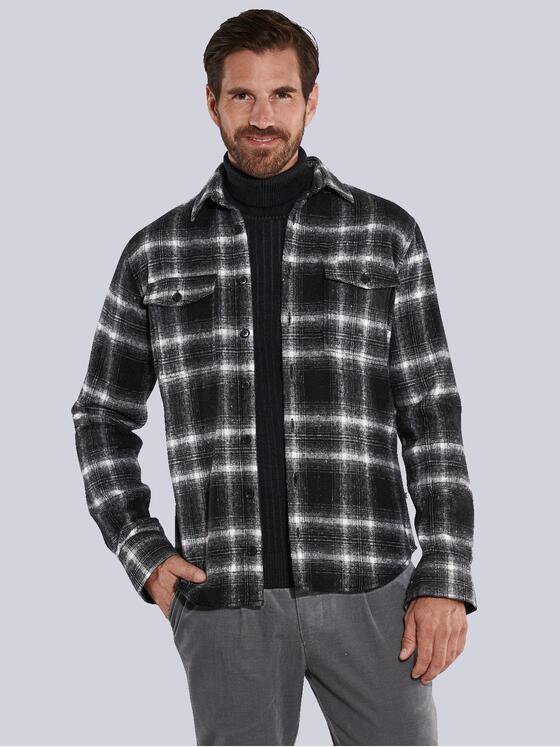 ENGBERS GERMANY Herren Overshirt aus softer Flanell-Warenqualität Schwarz 35459