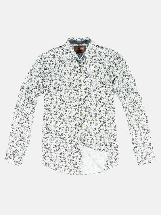 emilio adani Herren Langarm-Hemd mit floralem Print Braun 31869