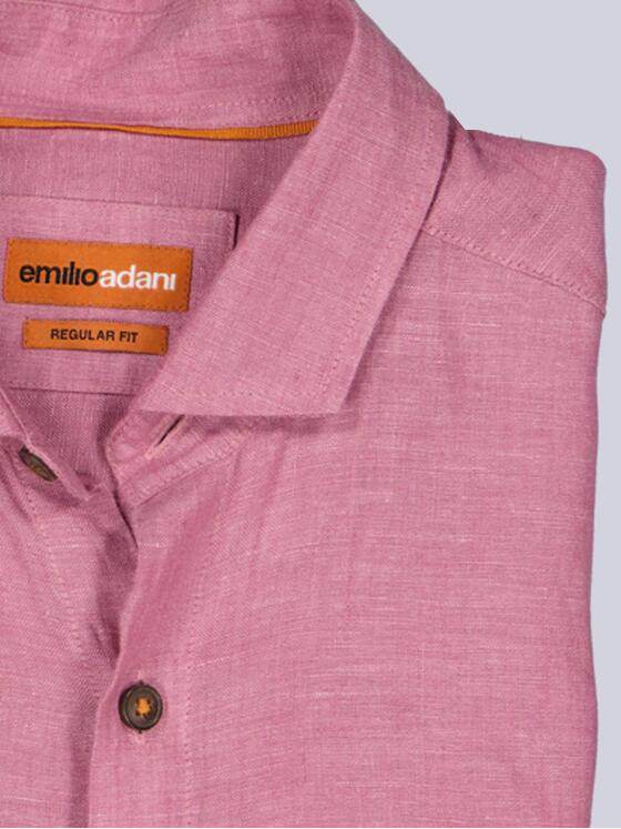 emilio adani Herren Leinen-Hemd mit Haifisch-Kragen Rosa 40679