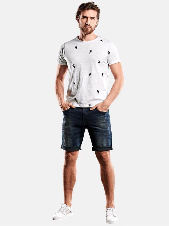 emilio adani Herren Printshirt Bio Baumwolle Weiß 27694
