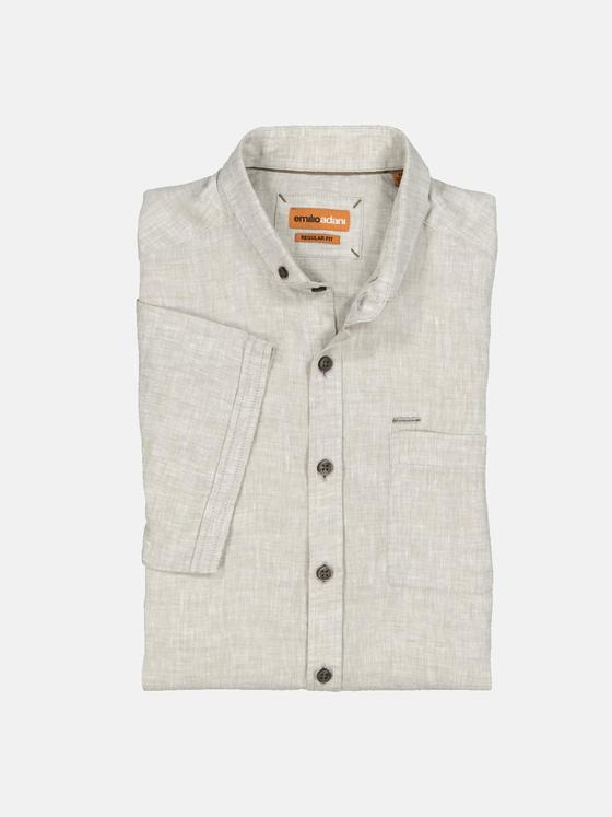emilio adani Herren Kurzarm-Hemd uni Beige 35048