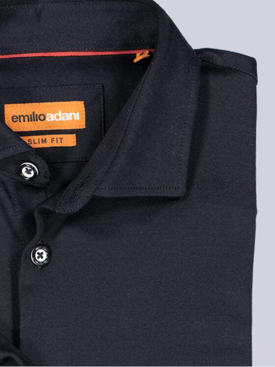 emilio adani Herren Jersey-Hemd Langarm Schwarz 35162