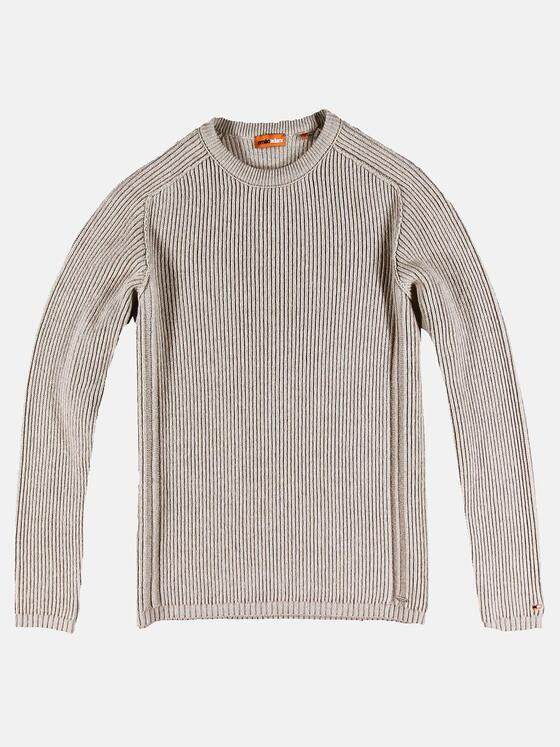 emilio adani Herren Strukturierter Rundhalspullover Beige 30934