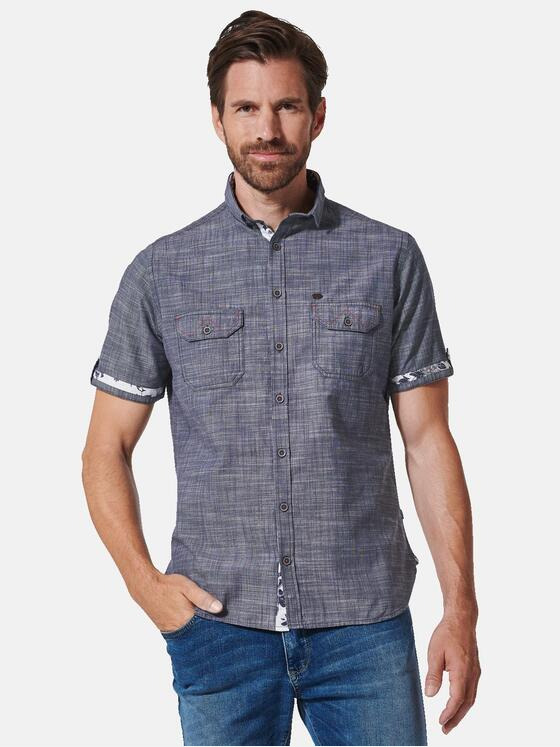 engbers Herren Kurzarm-Hemd uni Blau 35213