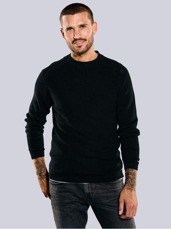 emilio adani Herren Pullover uni Schwarz 35613