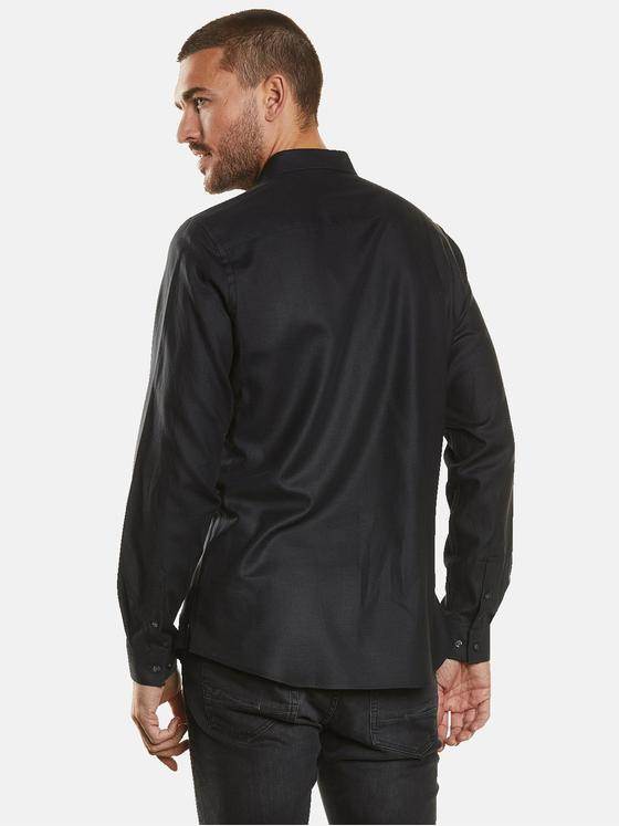 emilio adani Herren Langarm-Hemd uni Schwarz 34402