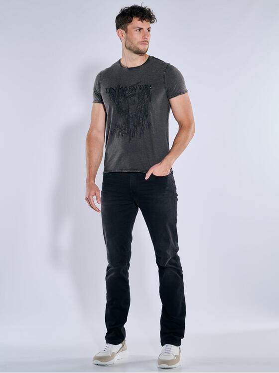 emilio adani Herren T-Shirt uni Schwarz 39308