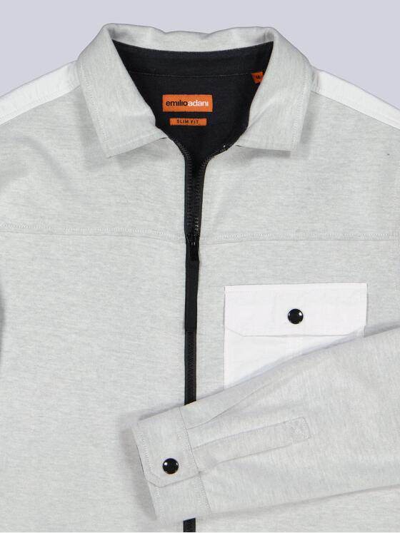 emilio adani Herren Overshirt mit Zipper Grau 38305