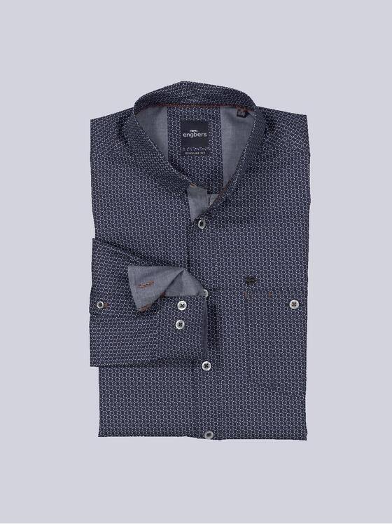 engbers Herren Langarm-Hemd gemustert Blau 36165