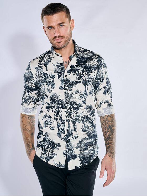 emilio adani Herren Langarm-Hemd regular Schwarz 38344