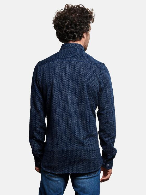 engbers Herren Langarm-Hemd gemustert Marineblau 32466