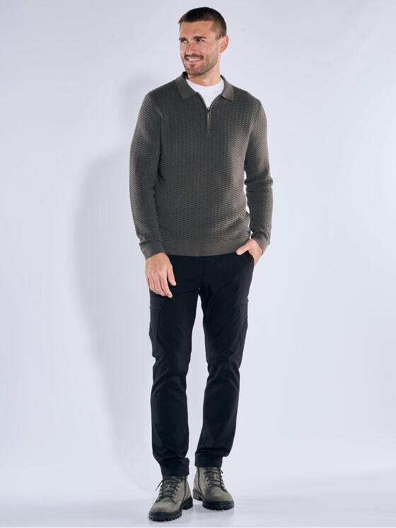 emilio adani Herren Langarm-Shirt mit Polokragen Oliv 39164