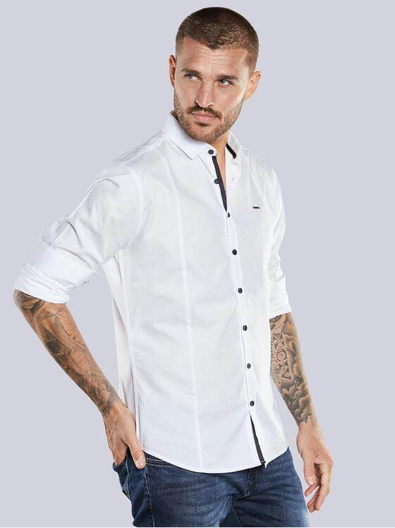 emilio adani Herren Langarm-Hemd strukturiert Weiß 33790