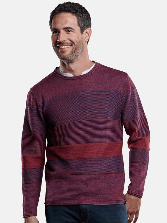 engbers Herren Pullover mit Ringelmusterung Magenta 28919
