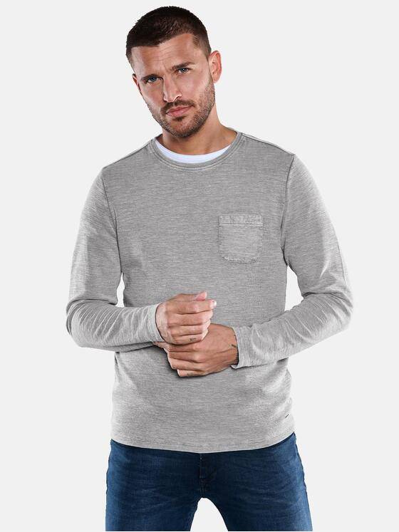 emilio adani Herren Langarm-Shirt dezent gemustert Grau 33420