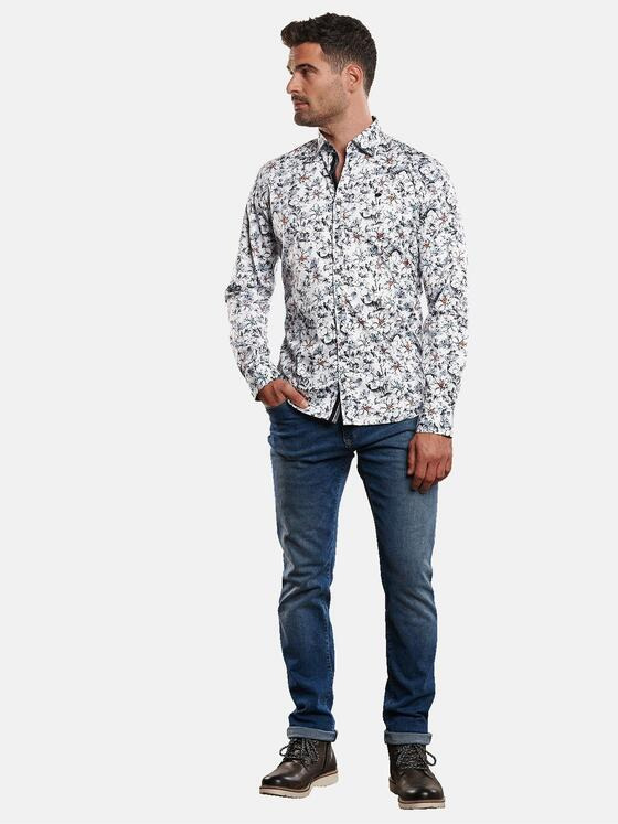 engbers Herren Langarm-Hemd All-Over-Print Anthrazit 32467