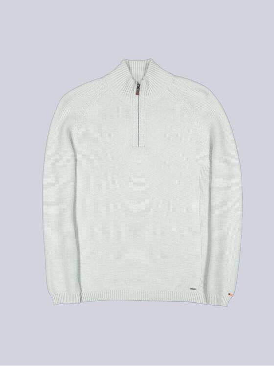 emilio adani Herren Stehkragen-Pullover mit Reißverschluss Hellgrau 40465