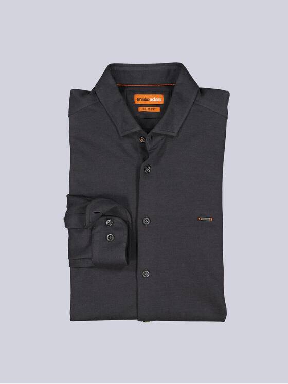 emilio adani Herren Langarm-Hemd aus Jersey Anthrazit 39605