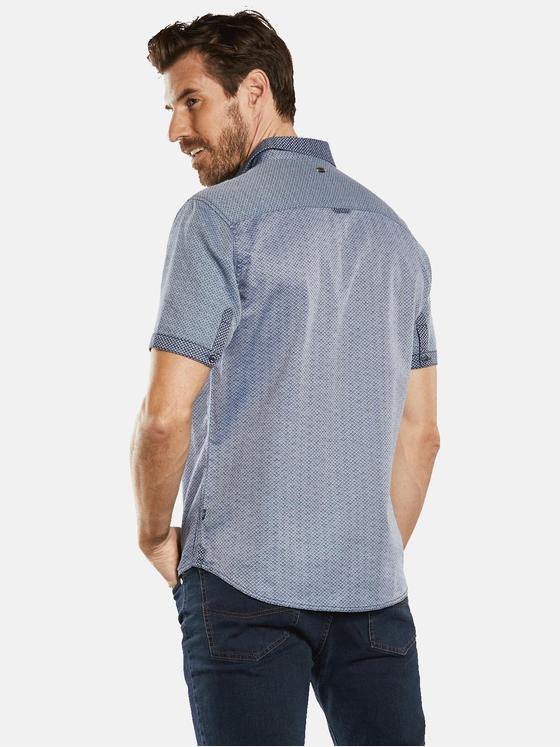 engbers Herren Kurzarm-Hemd gemustert Blau 34759