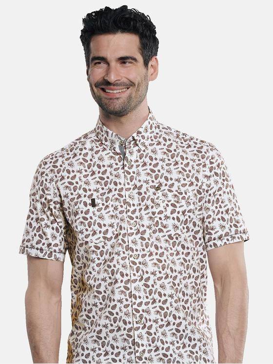 engbers Herren Kurzarm-Hemd gemustert Bordeaux 30780