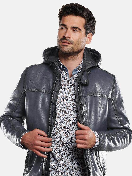 engbers Herren Lederjacke mit abnehmbarer Kapuze Saphirblau 31846