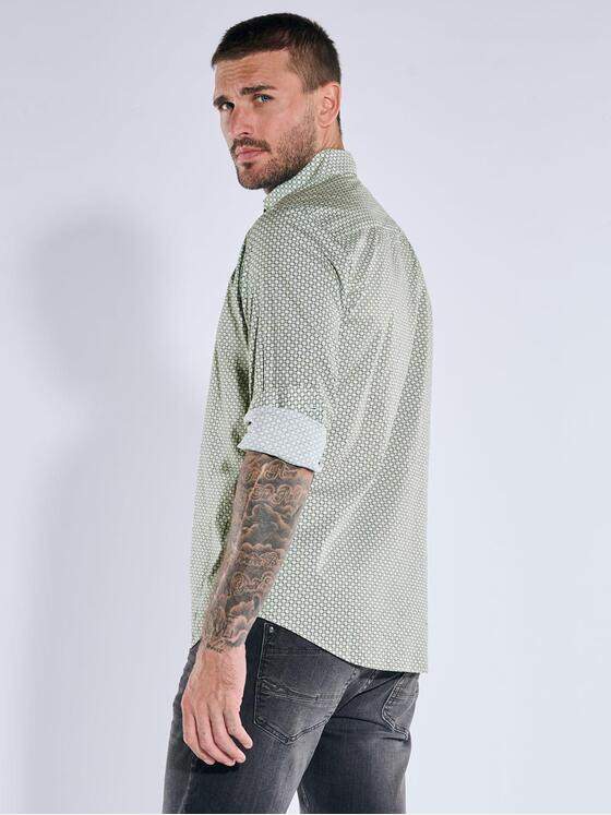 emilio adani Herren Langarm-Hemd gemustert Khaki 39333