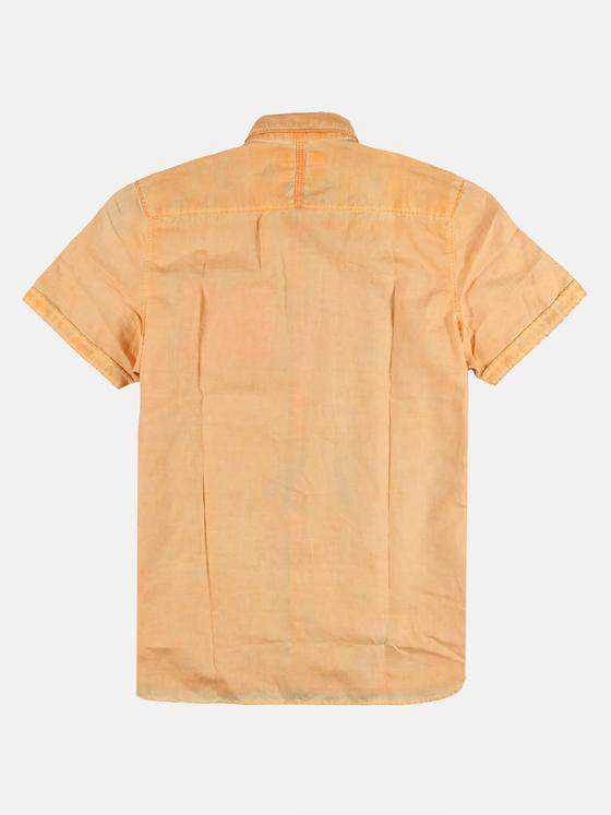 emilio adani Herren Kurzarmhemd mit floralen Kontraststoffdetails Orange 29770