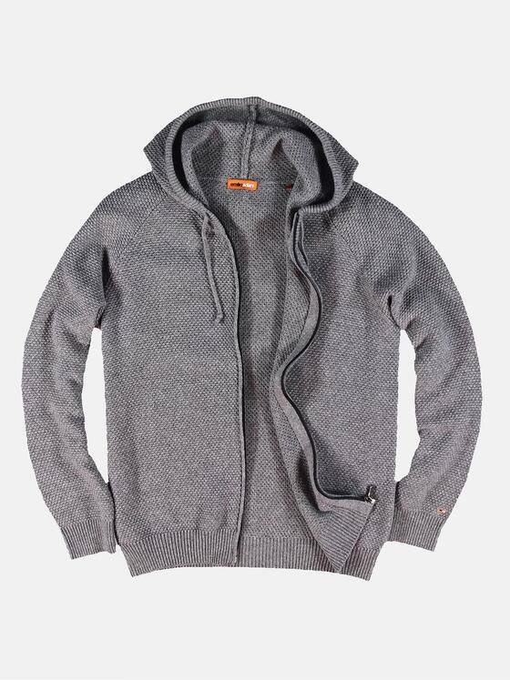 emilio adani Herren Weiche Strickjacke mit Kapuze Grau 31153