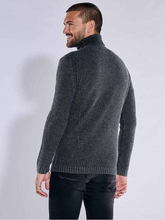 emilio adani Herren Pullover mit Rollkragen Schwarz 37980