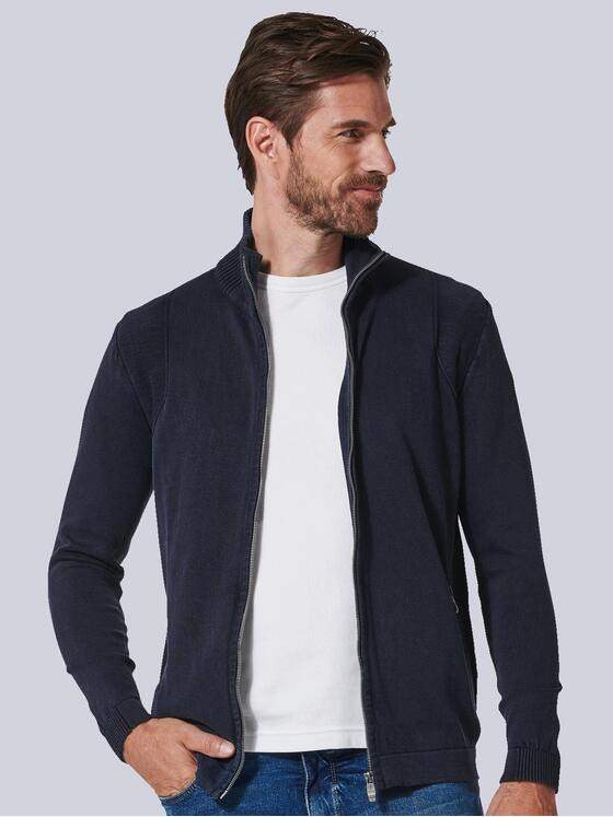 engbers Herren Cardigan uni Saphirblau 35336