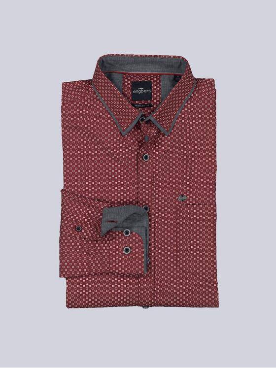 engbers Herren Langarm-Hemd gemustert Rot 36059