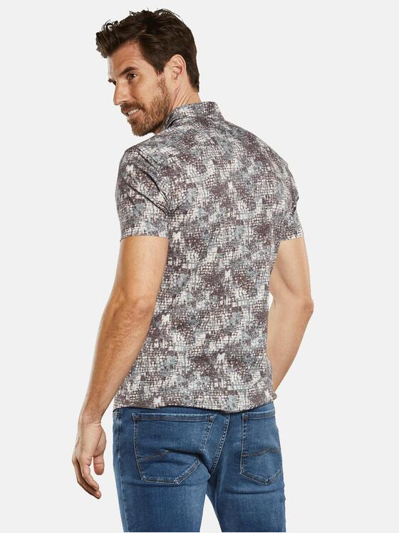 engbers Herren Kurzarm-Hemd gemustert Beige 34270