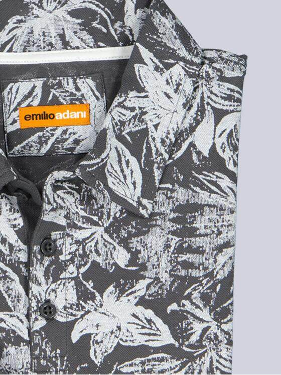 emilio adani Herren Polo-Shirt gemustert Kieselgrau 38685