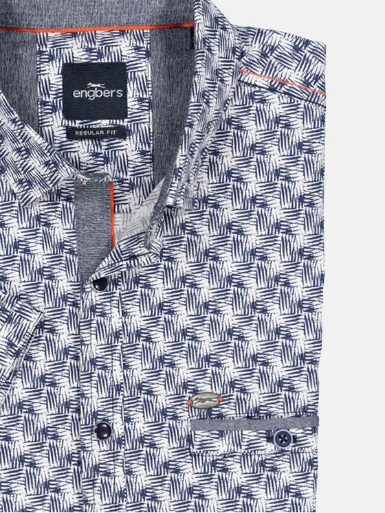 engbers Herren Kurzarm-Hemd gemustert Marineblau 35146