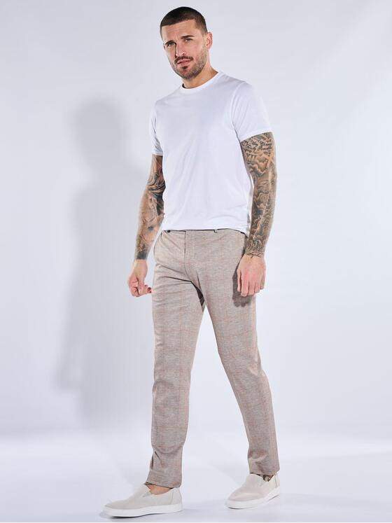 emilio adani Herren Anzughose mit dezentem Karo Beige 40363