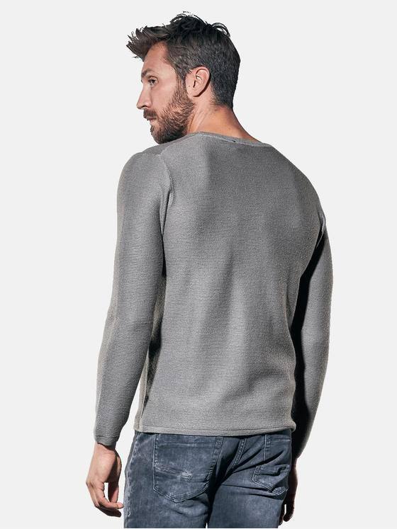 emilio adani Herren Rundhalspullover aus weicher Wolle Grau 30424