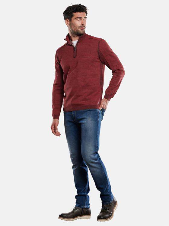 engbers Herren Pullover mit Stehkragen Rot 32035