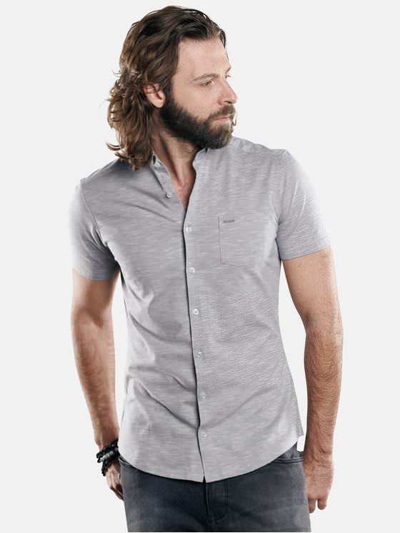 emilio adani Herren Baumwollhemd mit modischen Designdetails Grau 29321