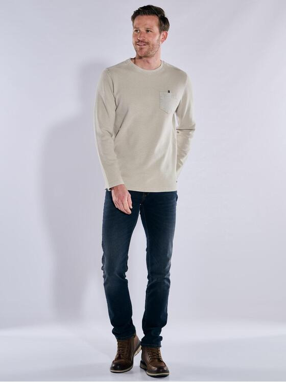engbers Herren Langarm-Shirt strukturiert Beige 37736