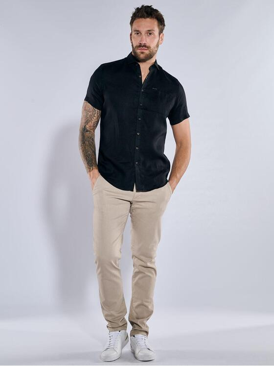 emilio adani Herren Kurzarm-Hemd uni Schwarz 36679