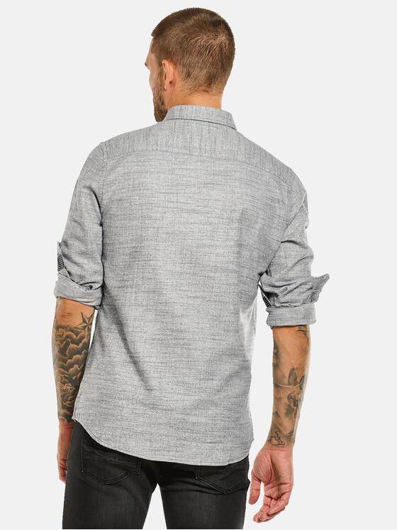 emilio adani Herren Langarm-Hemd aus Flanell Grau 33788