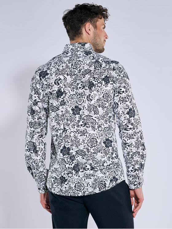 emilio adani Herren Langarm-Hemd gemustert Blau 39120